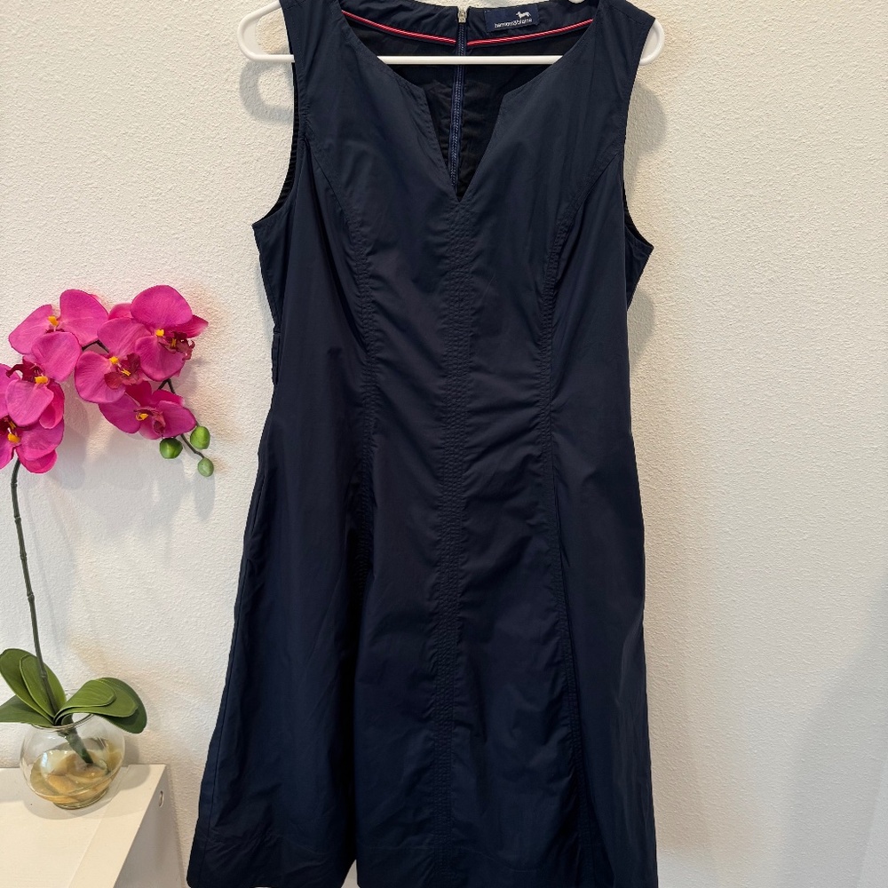 HARMONT & BLAINE women’s Navy Sleeveless Cotton A Line Dress with V Neck EU44